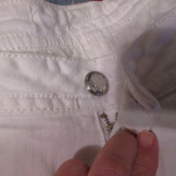 Women's White Denim Bling Jeans Size 13/14 - Picture 3 of 7